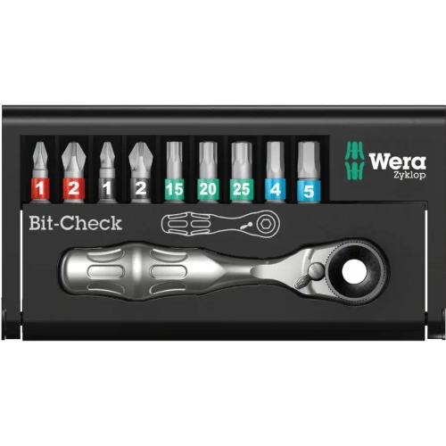 Набор бит с трещоткой Bit-Check 10 Zyklop Mini BiTorsion 1 WERA 05057418001