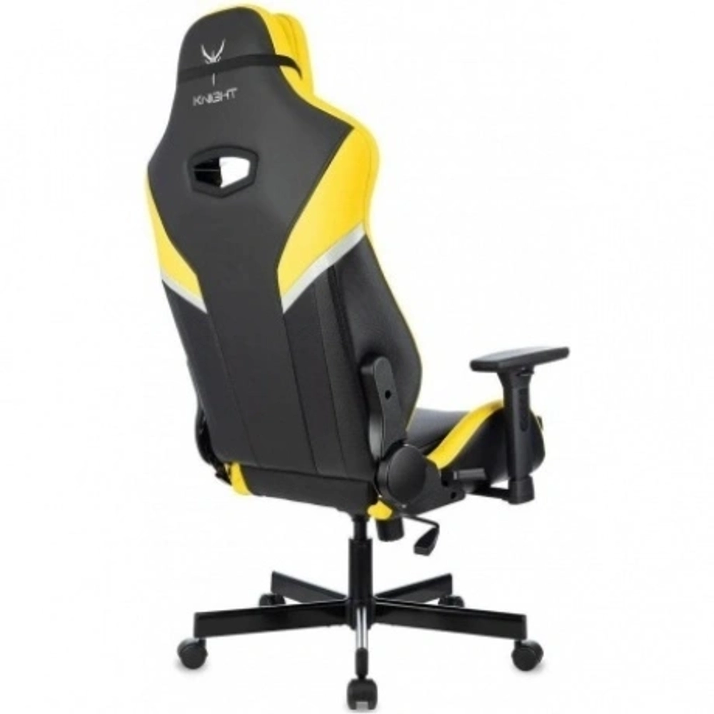 Кресло игровое Knight Thunder 5X черный/желтый эко.кожа крестов. металл