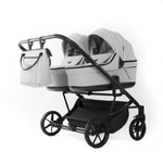 Детская универсальная коляска Adamex LEO DUO Deluxe (2в1) DUO-SA3 - Светло-серая экокожа