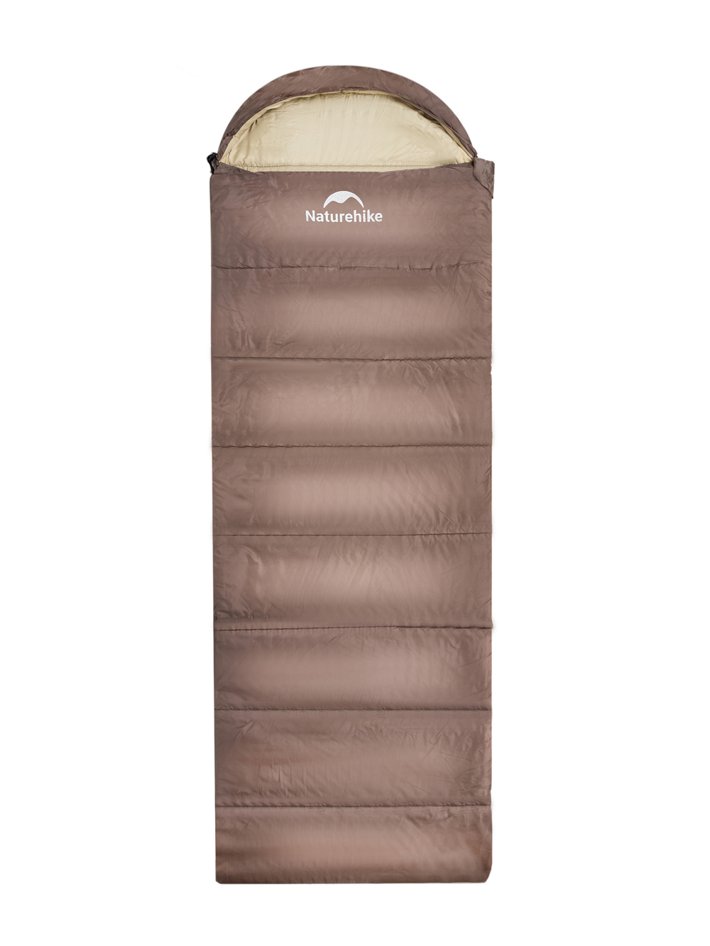 Спальный мешок Naturehike U250 с капюшоном, коричневый (NH20MSD07), молния слева