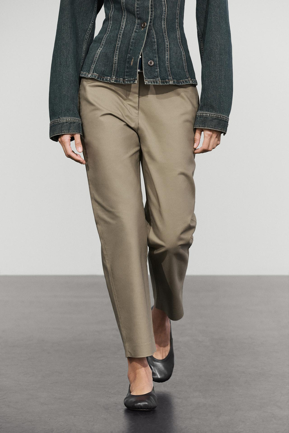 Massimo Dutti Брюки зауженного кроя из 100% хлопка, песочный