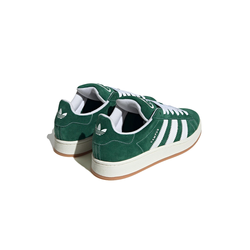 alt="adidas Campus 00s Dark Green H03472 темно-зеленые замшевые кроссовки с белыми полосками вид сбоку на белом фоне"