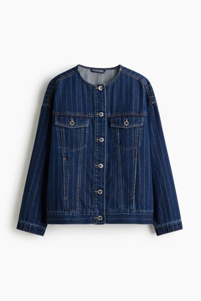Джинсовая куртка оверсайз в тонкую полоску - H&M
