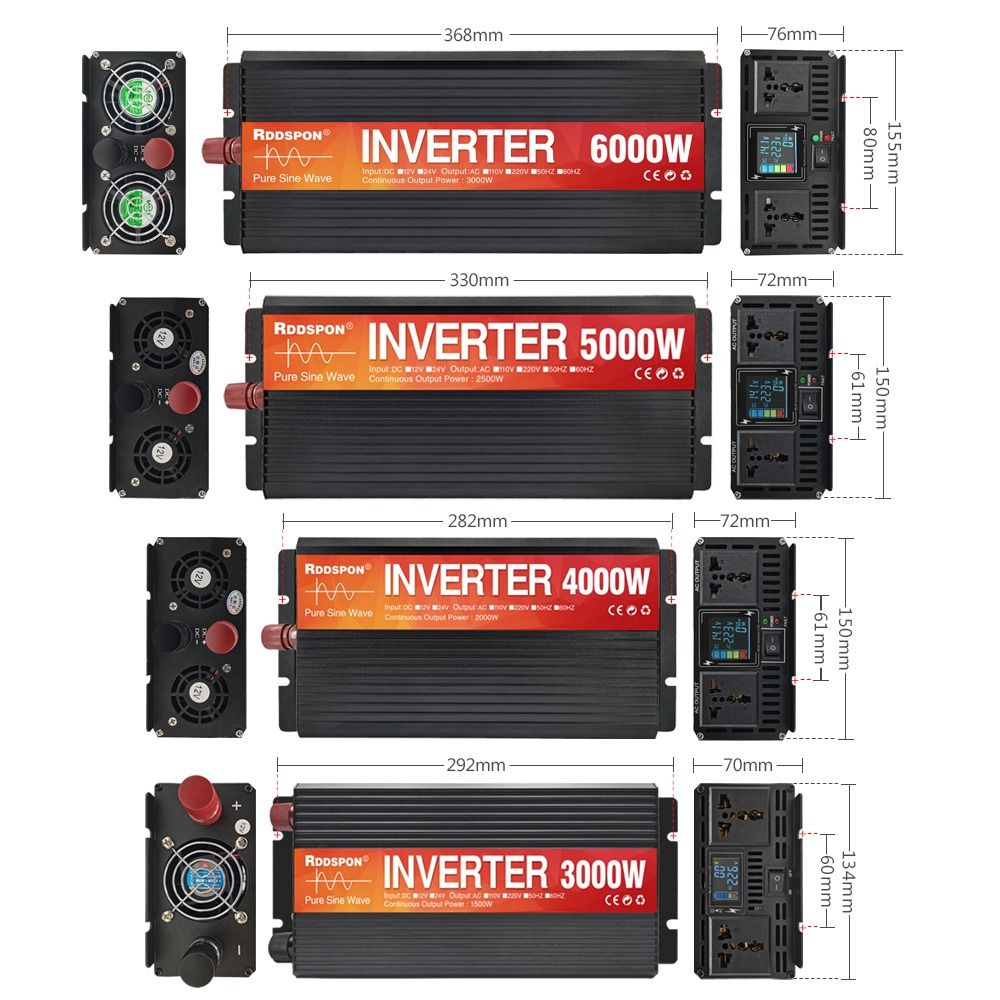 Инвертор 24V-220V 6000W черно-красный RDDSPON