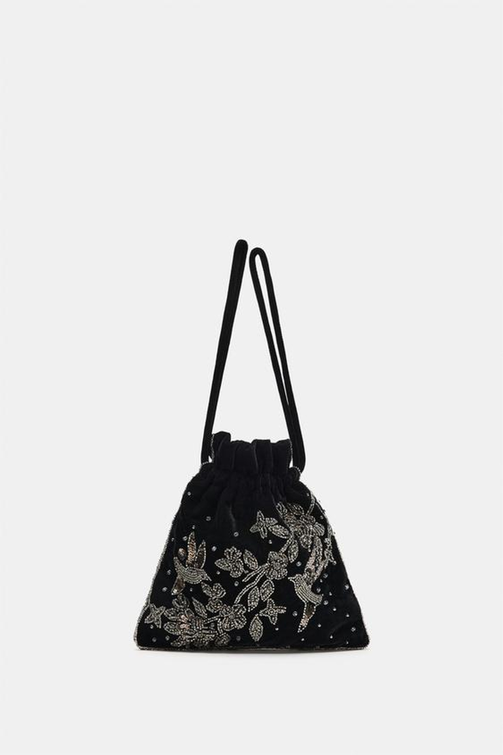 ZARA МИНИ-СУМКА С ВЫШИВКОЙ, ЧЕРНЫЙ