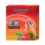 Стимулирующий презерватив-насадка с эластичными усиками Sitabella Extender "Клубника" (Цвет: прозрачный с синим)