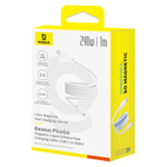 USB-C Кабель Baseus PicoGo Magnetic Liquid Charging+Data 240W 1m - Moon White