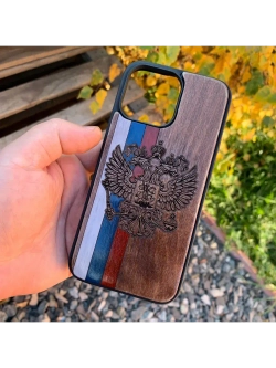 Чехол для iPhone 16 pro max Россия Флаг Герб