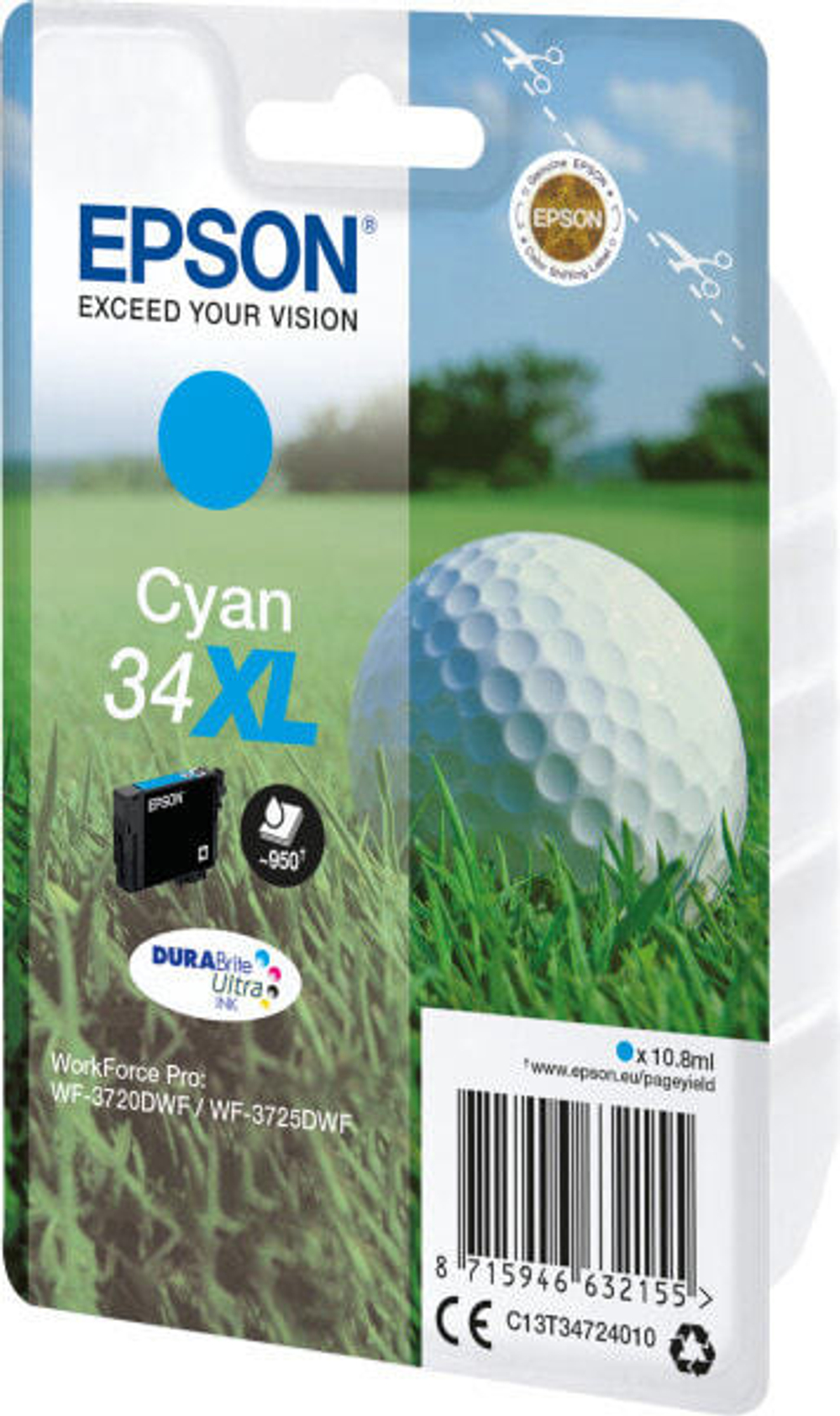 Картридж струйный Подлинный Голубой Epson Golf ball C13T34724020 1 шт