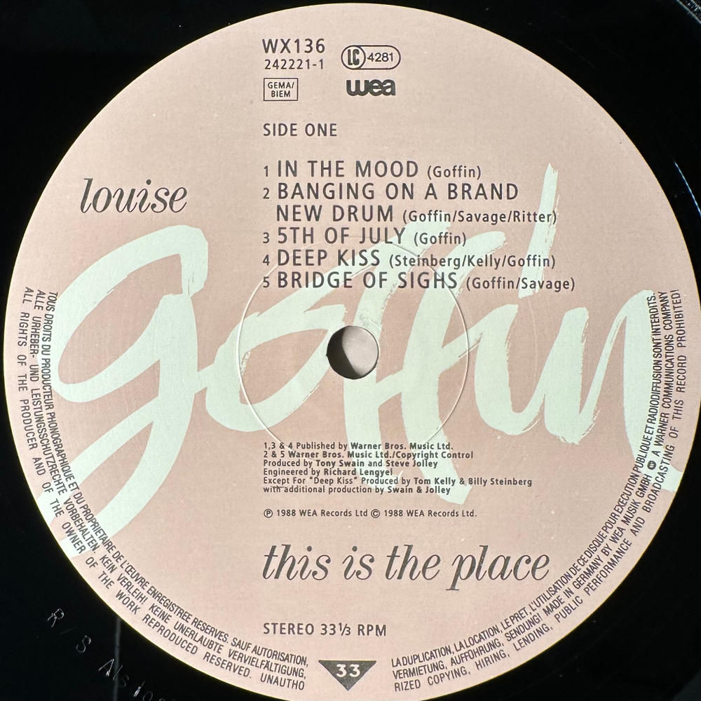 Louise Goffin ‎– This Is The Place (Германия 1988г.)