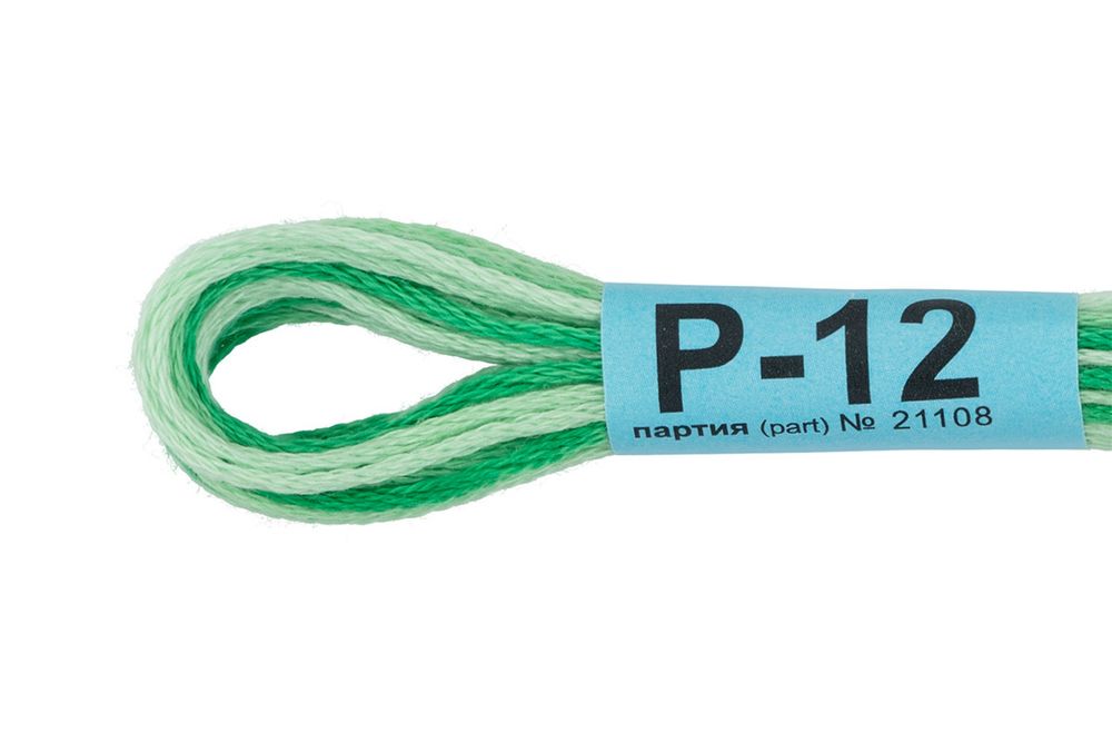 Мулине Gamma меланж, цв.Р-12 яр.зеленый-бл.желтый, 12 мотков по 8 метров