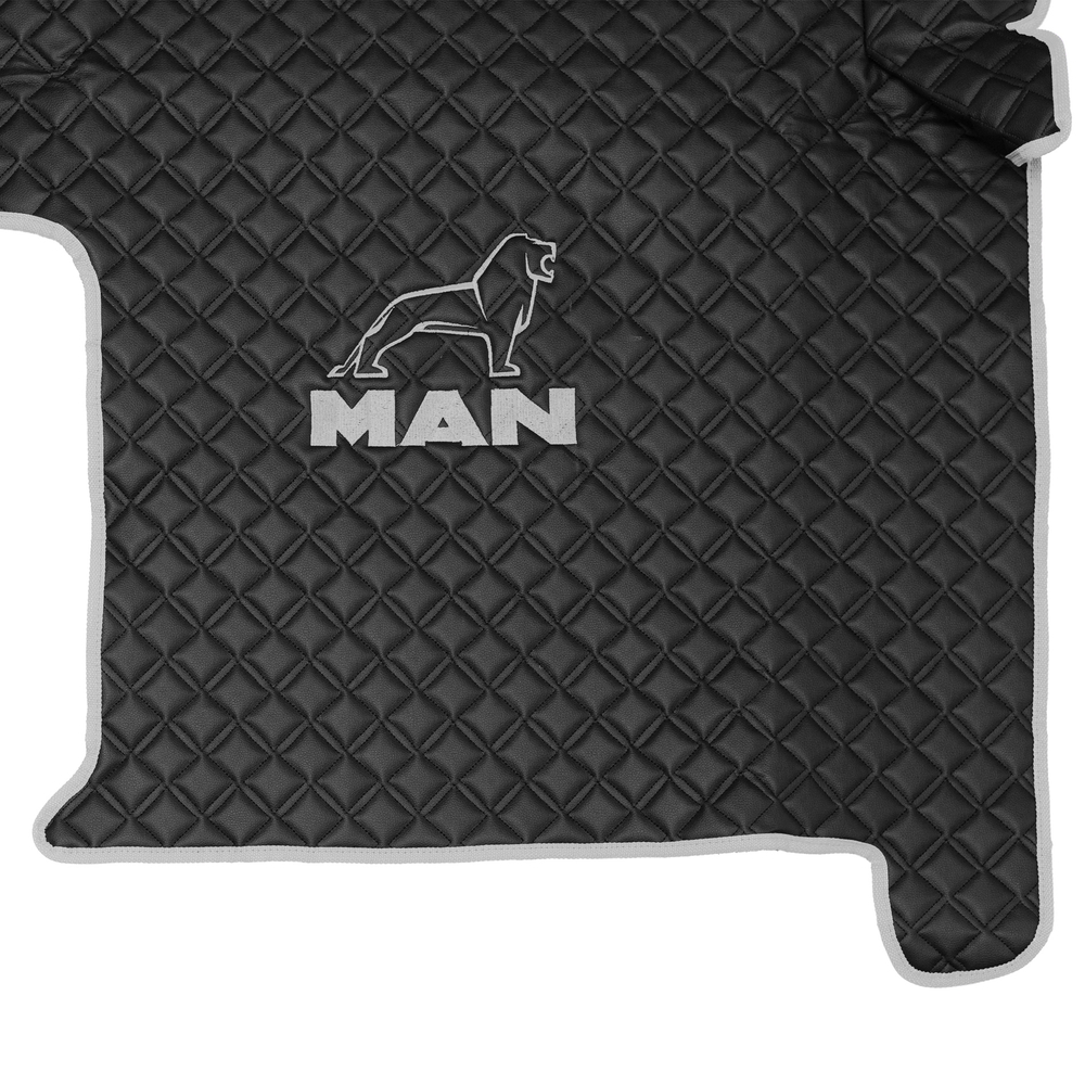 Ковры MAN TGX с 2-мя ящиками (механика), (экокожа, черный, серый кант, серая вышивка)