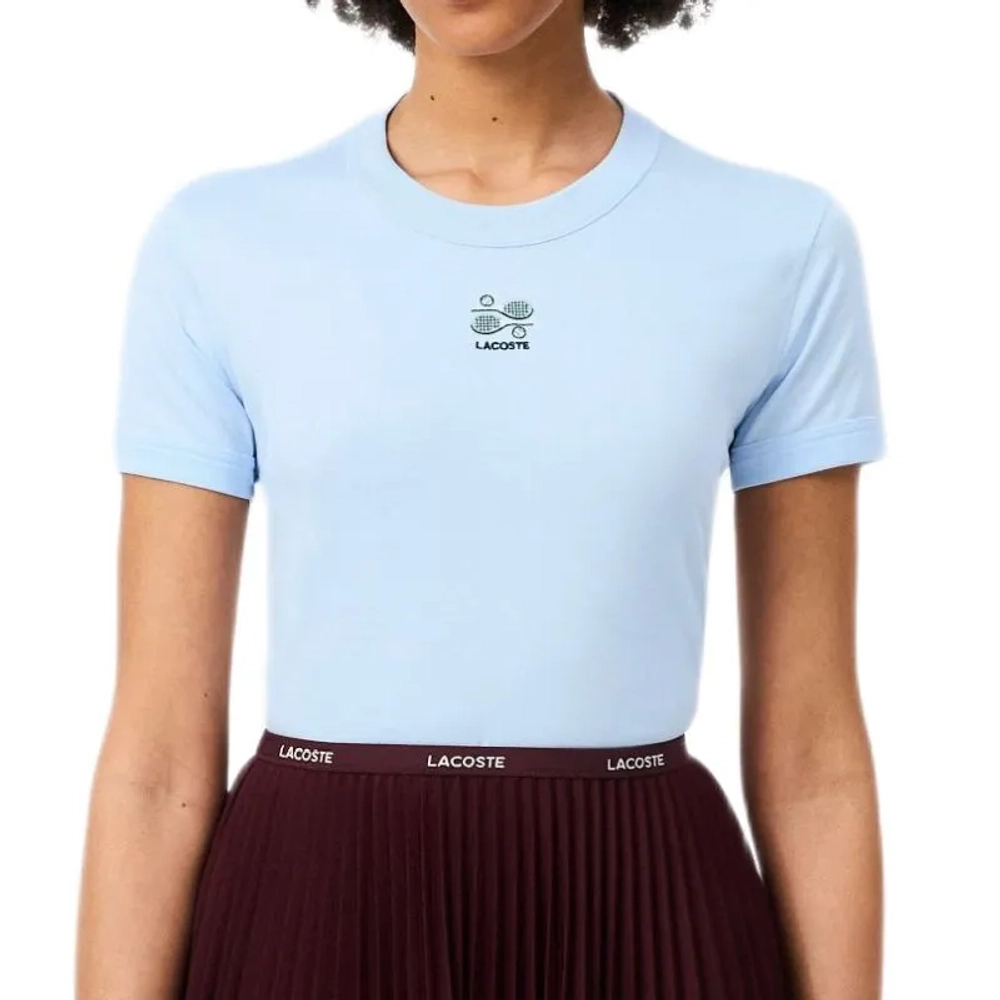 Женская теннисная футболка Lacoste Embroidery Accent Jersey - sugared blue