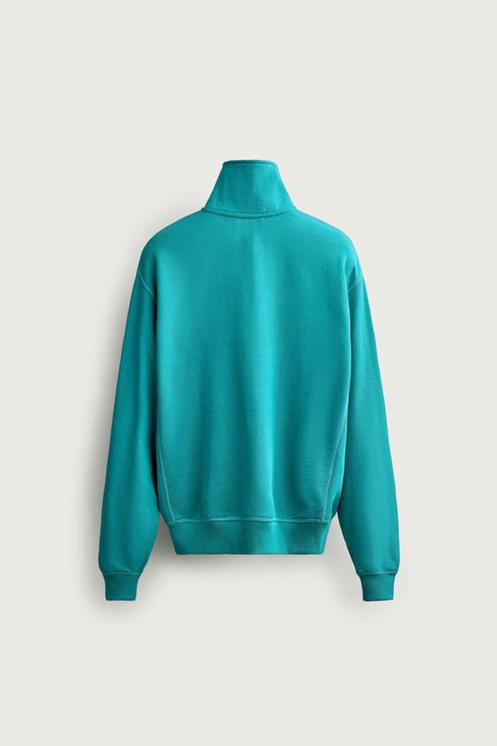 ZARA ТОЛСТОВКА НА МОЛНИИ С КОНТРАСТНЫМ ВОРОТНИКОМ, СВЕТЛО-ЗЕЛЕНЫЙ
