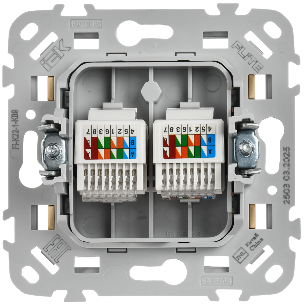 FLITE Розетка 2-местная компьютерная RJ45 категория 5Е UTP РК5е-2-0-ФлШм шамуа IEK