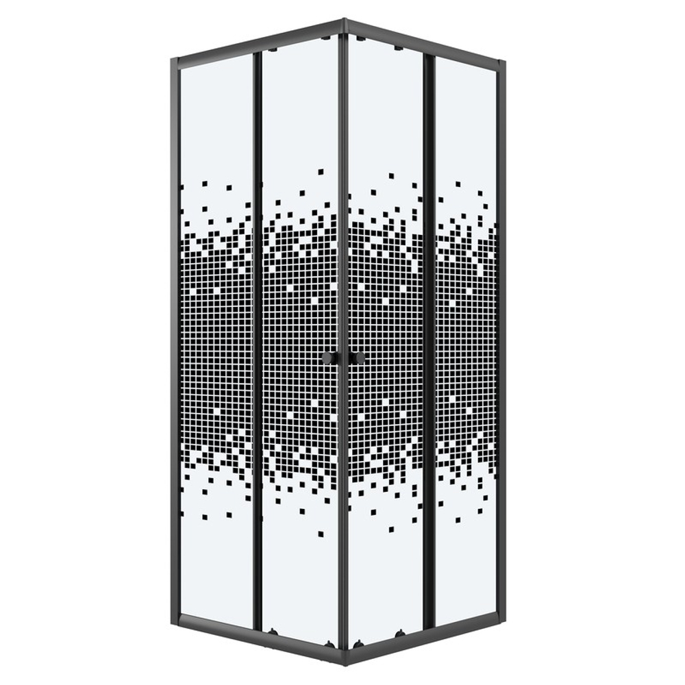 Душевое ограждение Niagara Eco NG-1010-14QBLACK (100х100х190) квадрат,раздвижное,черный,стекло мозаика,1 место