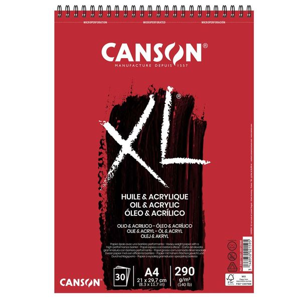 Блокнот XL Oil and Acrylic 290 г/м², A4 21х29.7 см, на спирали 30 л, Canson C400110401