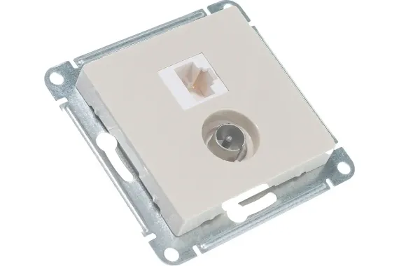 Розетка TV+RJ45 Systeme Electric ATLASDESIGN бежевая 36002