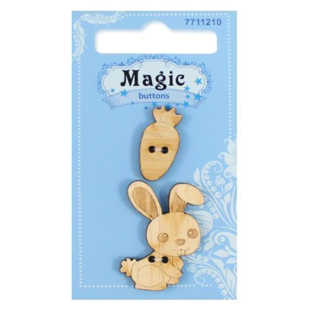 Украшения декоративные: пуговицы Зайчик с морковкой, 2 шт, Magic Buttons BBL007-MX-P