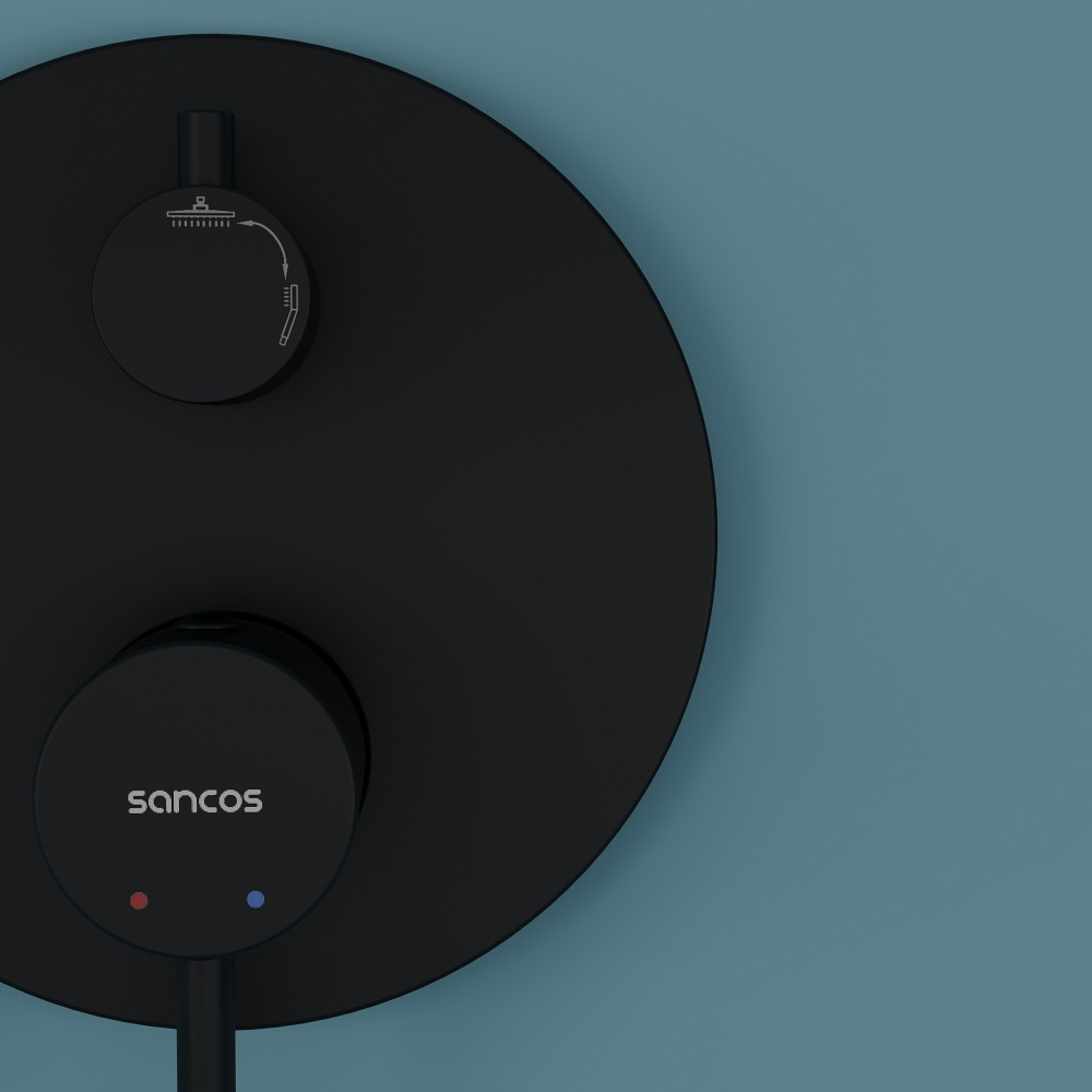 Душевой комплект Sancos Select встраиваемый для душа, цвет черный матовый, арт. SC3003MB