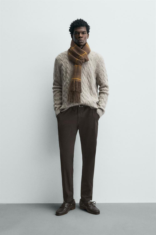 ZARA БРЮКИ ЧИНОС SKINNY FIT, КОРИЧНЕВЫЙ
