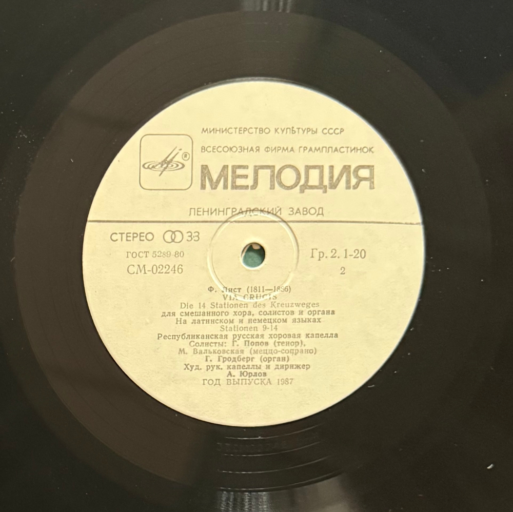 Виниловая пластинка Лист - Via Crucis. Солисты LP Мелодия
