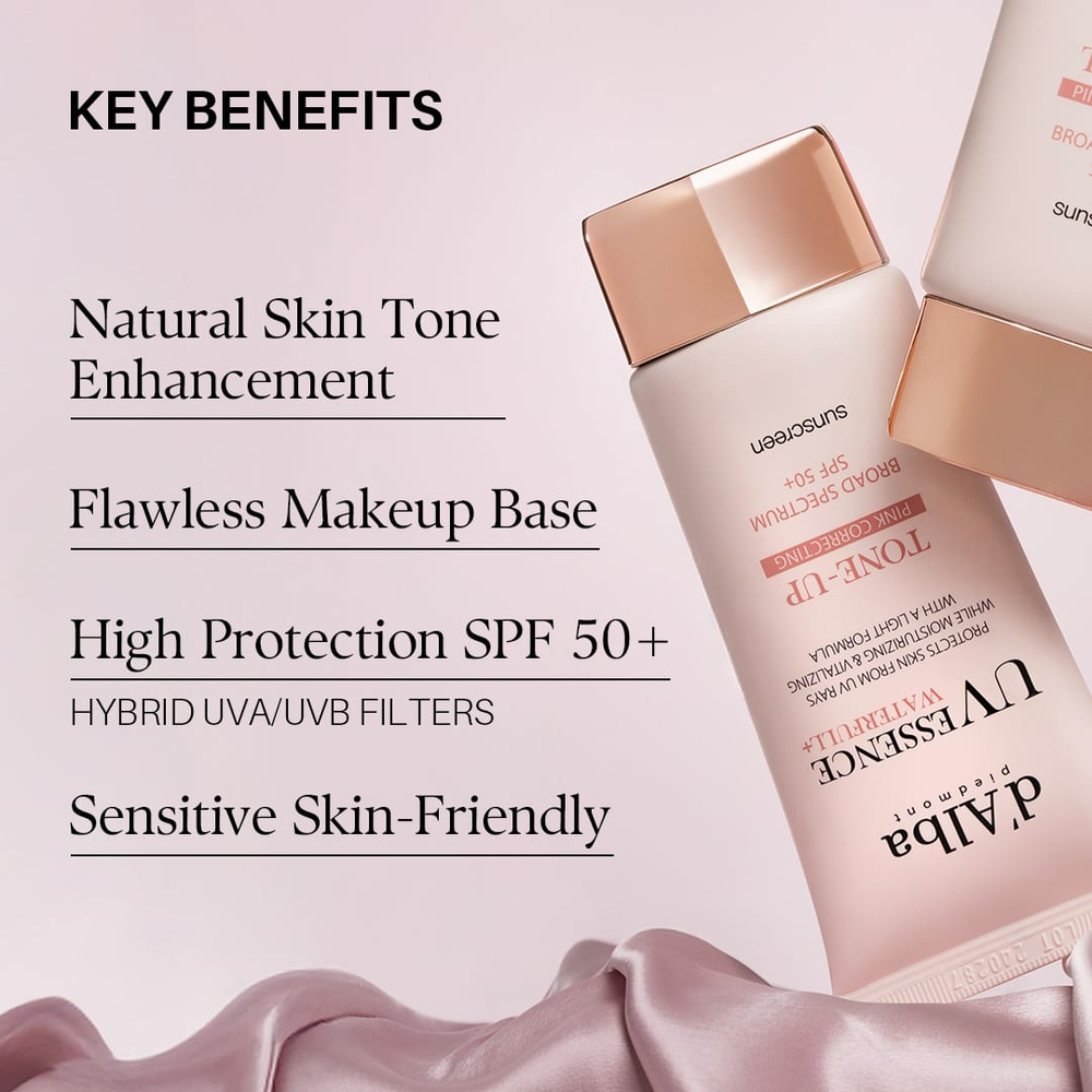 d'Alba, UV Essence Waterfull + Sunscreen, корректирующий розовый тон, SPF 50+, 50 мл (1,69 жидк. Унции)