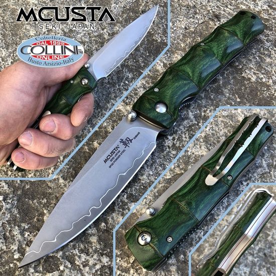 Складной нож Mcusta Shinra Maxima Shinari c клинком из стали SPG2 San Mai, рукоять дерево