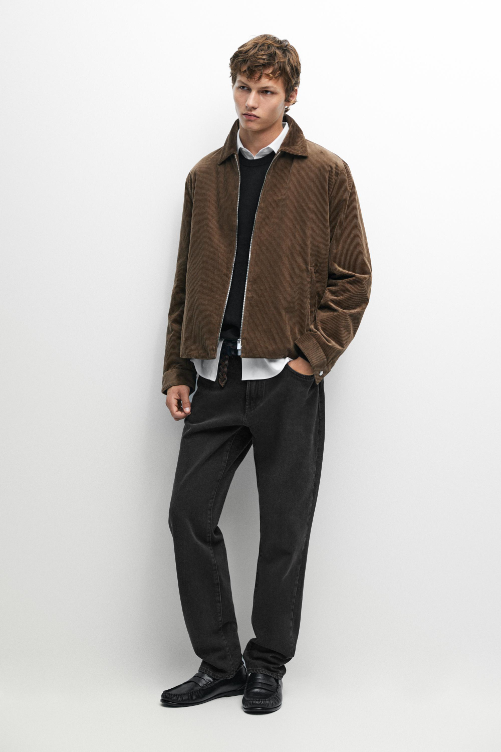 Massimo Dutti Стеганая вельветовая куртка на молнии, бежевый