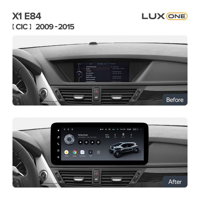 Магнитола для BMW X1 E84 2009-2014 CIC - Teyes LUX ONE 360 монитор 12.3" 2K QLED на Android 10, Быстрая, CarPlay, 4G SIM-слот, 4 камеры в комплекте