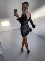 черное платье с перьями + PLUS SIZE