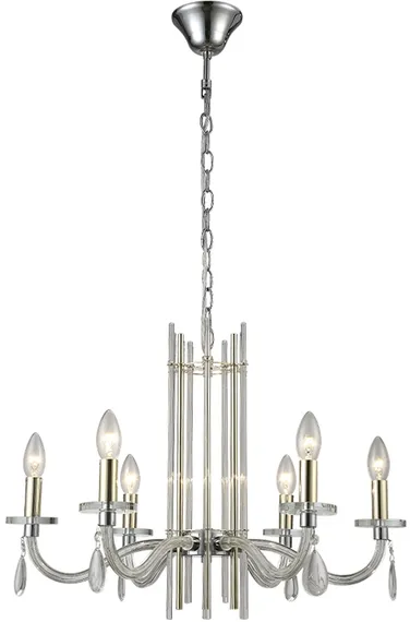 Подвесная люстра AURELIO AURELIO SP6 GOLD+CHROME/TRANSPARENT Crystal Lux