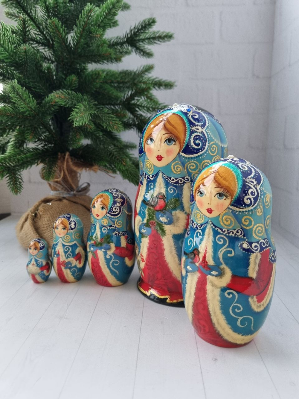 Матрешка 5м 18см новогодняя снегурочка