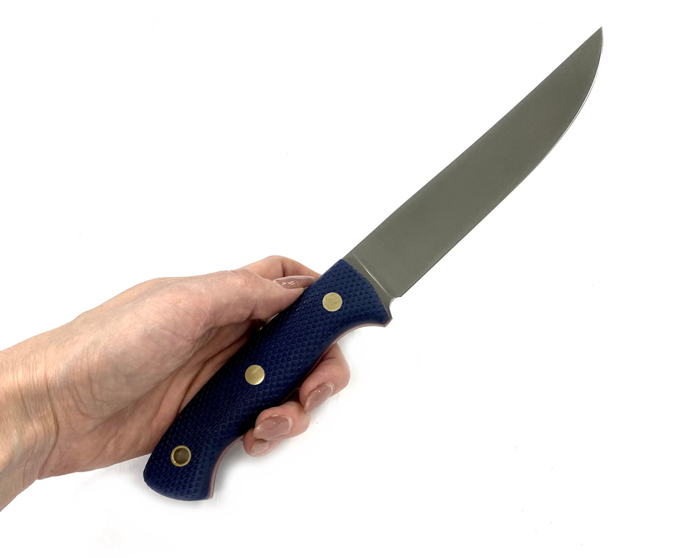 Нож Meat Master, N690, микарта синяя, насечка, 241.1756