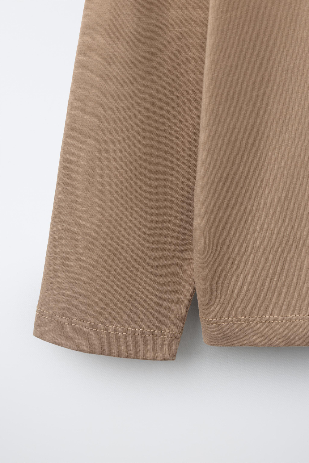 ZARA ОДНОТОННЫЙ ЛОНГСЛИВ, СВЕТЛО-КОРИЧНЕВЫЙ