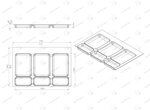 S-2552-G Система сортировки в базу 800 мм, Starax Order/Старакс Одэ 3 ведра, серый