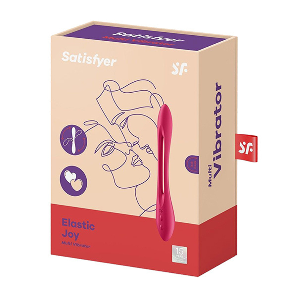 Красный многофункциональный 19,9см вибратор для пар Satisfyer Elastic Joy