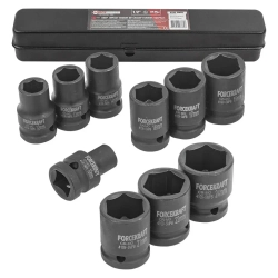 Набор головок ударных 10пр.1/2''(6-гран)(10,12,13,14,16,17,19,21,22,24,мм), в металл. кейсе FORCEKRAFT FK-4109-5MPB
