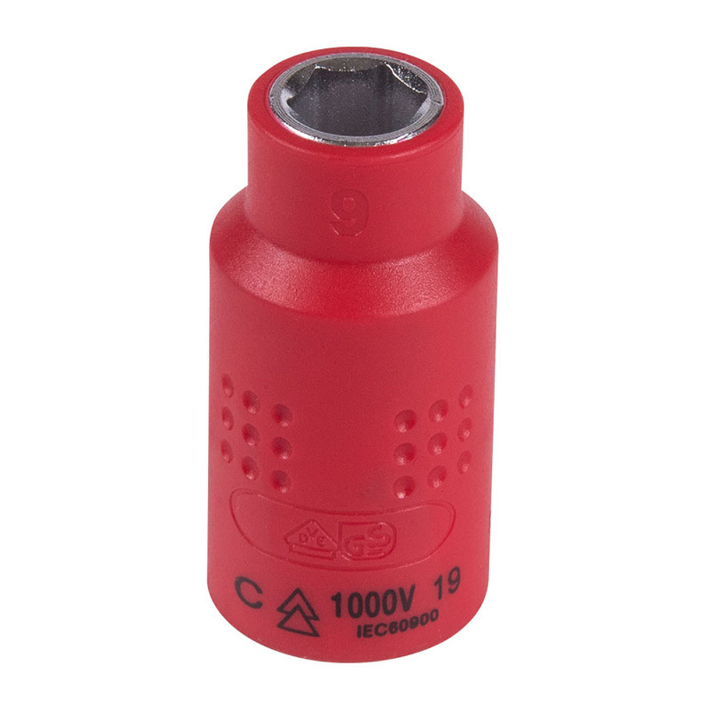 KING TONY (3335VE09M) Головка торцевая диэлектрическая шестигранная 3/8", 9 мм