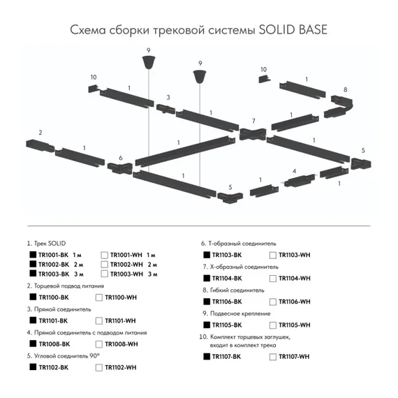 Соединитель DK Track Black (SOLID BASE) | DK ТРЕК ЧЕРНЫЙ (СОЛИД БЕЙС) TR1104-BK Denkirs