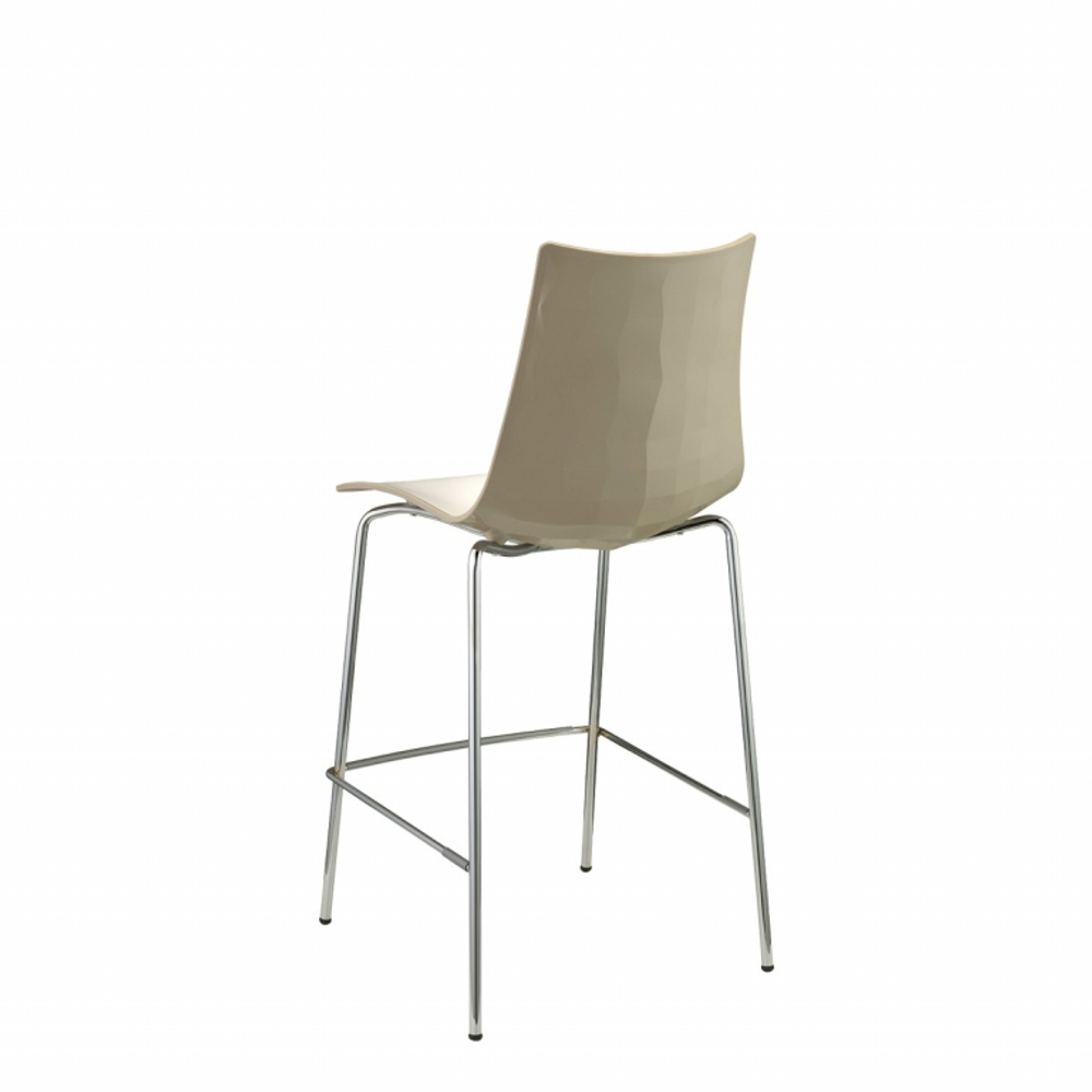 Стул полубарный пластиковый Scab Design Zebra Bicolore, хром, белый, тортора