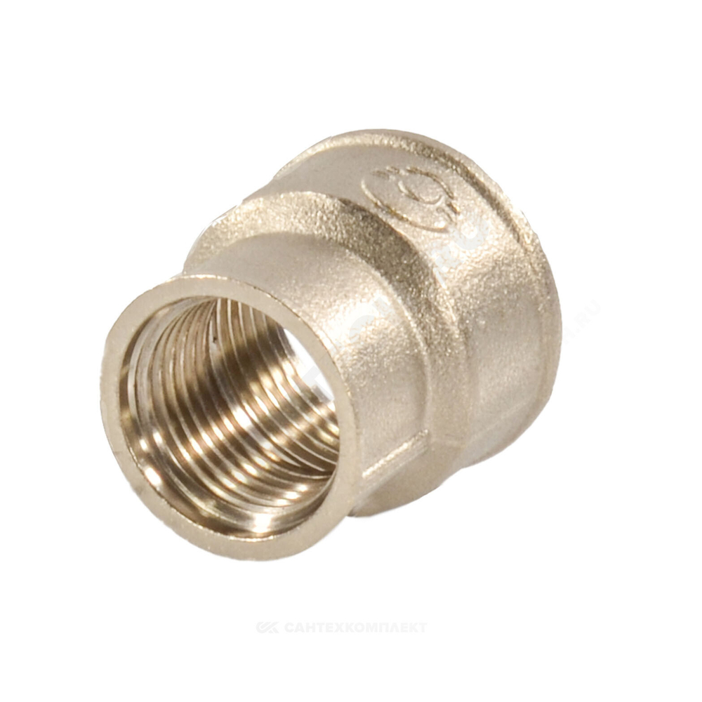 Муфта латунь никель переходная Ду 50х40 (2"х1 1/2") ВР/ВР VALFEX VF.240.N.200.112