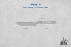 Заготовка для ножа, сталь AUS10Co 3,6мм. Модель "Мини-II" с клинком 100мм, ТО 61-62HRC