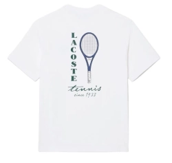 Мужская теннисная футболка Lacoste Embroidered Accent Tennis Print Jersey - white