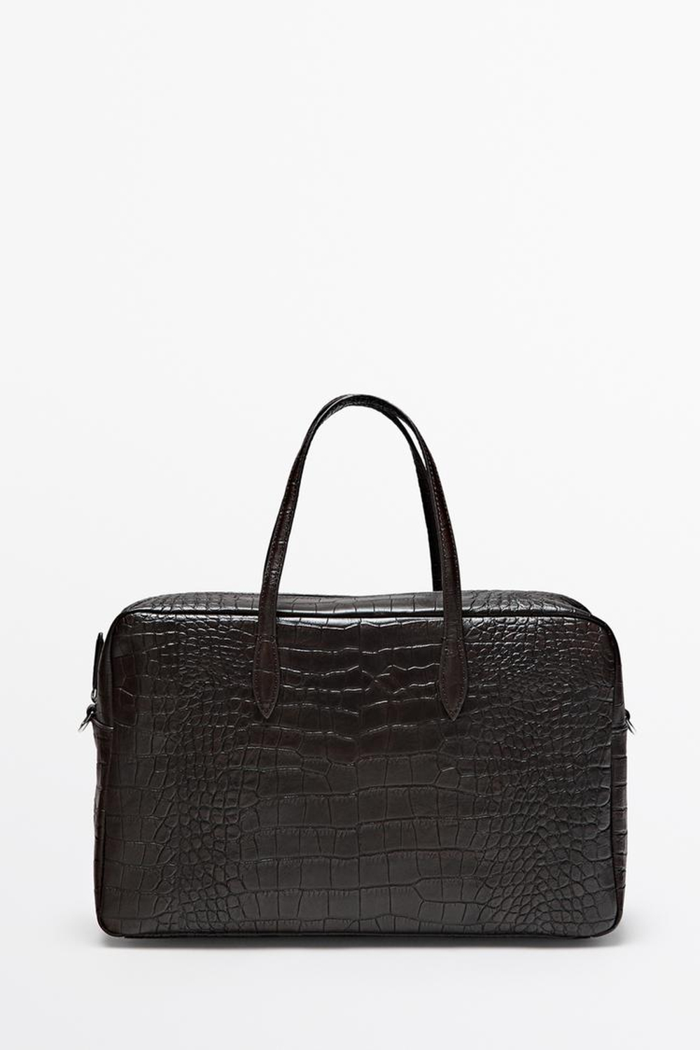 Massimo Dutti Дорожная сумка с текстурой кожи, коричневый