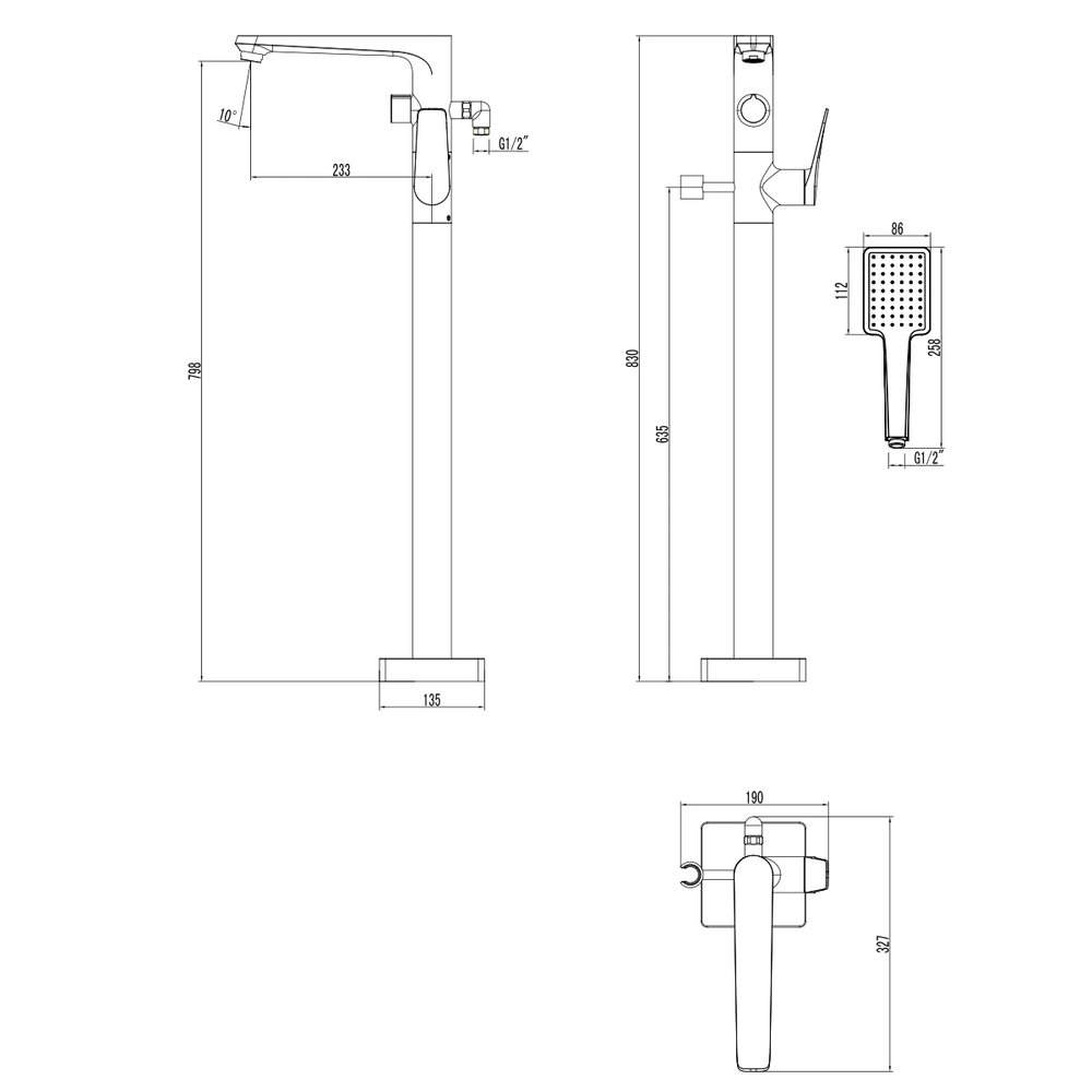 Смеситель для ванны и душа Lemark Bronx (LM3744GM)