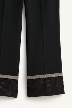 ZARA ЖАККАРДОВЫЕ БРЮКИ КОНТРАСТНОГО ЦВЕТА — LIMITED EDITION, ЧЕРНЫЙ