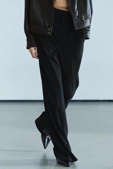 ZARA БРЮКИ С ВЫСОКОЙ ПОСАДКОЙ ZW COLLECTION, ЧЕРНЫЙ