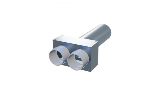 Flexag PWP-100/90x2 пленум вентиляционный прямой, D100, на 2 выxода, L=300 мм