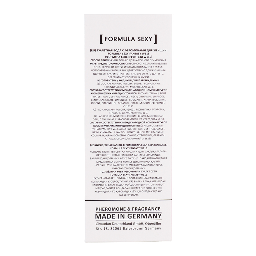 Вода туалетная c феромонами Formula Sexy Fantasy W115 (Формула Секси Фэнтези W115) – 30ml for women